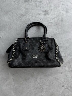GUESS Logo Satchel with Chain-Trim and Charm